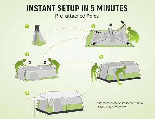 8/10 Person Instant Camping Tent, Pop-Up Family Tent for Instant Easy Setup, Spacious Interior, Includes Rainfly, Room Divider, Carry Bag, Backpacking Tents for Camping, Hiking, Sleepovers