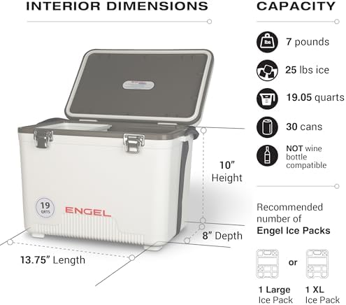 Engel 19qt Leak-Proof, Air Tight, Drybox Cooler and Small Hard Shell Lunchbox for Men and Women