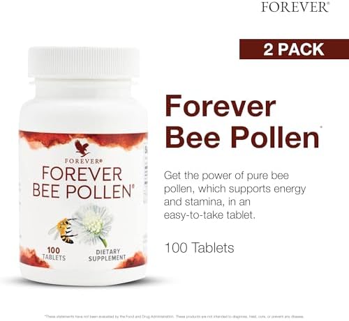 Forever Living - Bee Pollen - Energy and Nutrition with Bioactive Compounds - Vegetarian and Gluten-Free - 100 Tablets (Pack of 2)