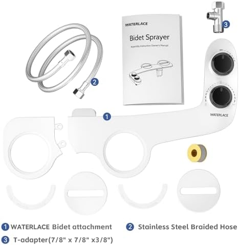 Bidet Attachment for Toilet, Self-Cleaning Dual Retractable Nozzles Bidet, Non-Electric Adjustable Water Pressure for Hygienic Rear & Feminine Wash, Easy Installation Ultra-Slim (Black)