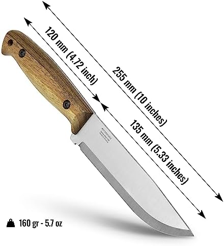 BPS Knives Adventurer - Bushcraft Knife - Fixed-Blade Carbon Steel Knife with Leather Sheath and Firestarter - Outdoor Full Tang Knives - Camping Knives - Survival Tactical Camp Knives