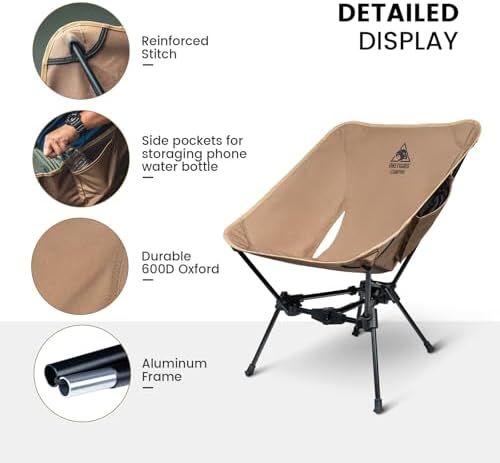 OneTigris Tigerblade Camping Chair, Lightweight Folding Backpacking Hiking, Compact Portable 330 lbs Capacity