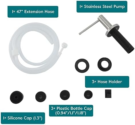 Gappo Upgraded Soap Dispenser for Kitchen Sink Brushed Nickel, Stainless Steel Countertop Pump, Built in Sink Soap Dispenser with 47" Extension Tube kit