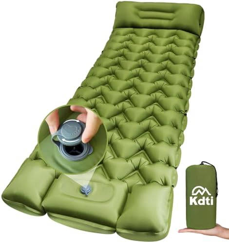 Ultralight Inflatable Sleeping Pad with Built-in Foot Pump - Upgraded Durable Air Mattress for Camping, Backpacking, Hiking - Compact Design Includes Carry Bag (Green)