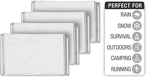 Swiss Safe Emergency Mylar Thermal Blankets + Bonus Space Blanket - Compact & Insulated for Cold Weather - Designed for NASA, Outdoor Camping, Survival, First Aid Car Kit - Silver, 25 Pack