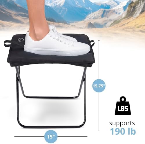 Tall Portable Stool - 15.75" Ultra-Lightweight Folding Stools for Adults & Kids - Black Stool for Camping, Hiking & More - Durable & Collapsible Pop Up Chair - Easy Setup Portable Stools for Adults