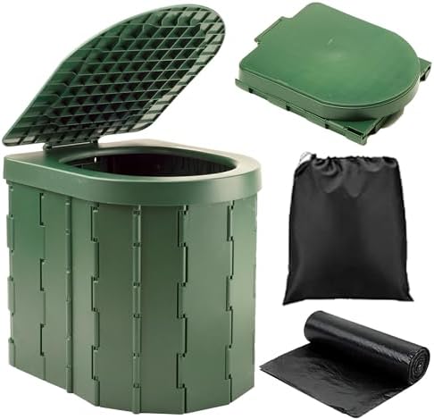 KINSPORY Camping Toilet, Portable Toilet for Adults & Kids, Foldable Potty & Outdoor Emergency Sanitation Products, Trash Can, Stool for Car Truck Camping Travel Hiking Fishing Long Trips