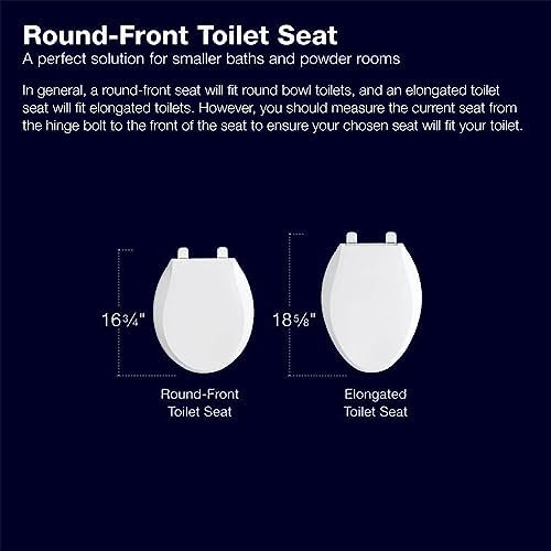 KOHLER 25876-0 Hyten Elevated Quiet-Close Round Toilet Seat, Contoured Seat with Grip-Tight Bumpers, Quick-Attach Hardware, White