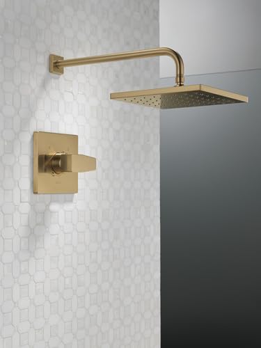 Delta Faucet Modern Raincan Square Single-Function Shower Valve Trim Kit Gold, Shower Faucet Set, Rainfall Shower Head Gold, Delta Shower Kit, Champagne Bronze T14268-CZ-PP (Valve Not Included)