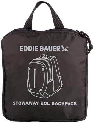 Eddie Bauer Stowaway Packable Backpack-Made from Ripstop Polyester, Onyx, 20L