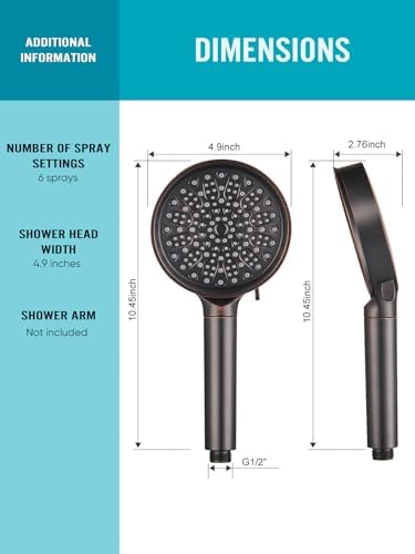 Cobbe Filtered Shower Head with Handheld, High Pressure 6 Spray Mode Showerhead with Filters, Water Softener Filters Beads for Hard Water - Remove Chlorine - Reduces Dry Itchy Skin, Oil Rubbed Bronze