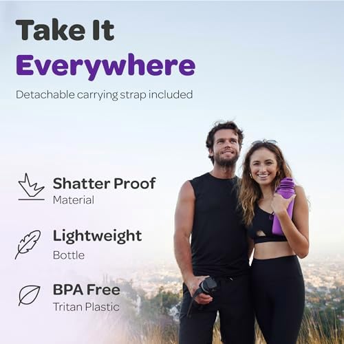 Hydracy Water Bottle with Time Marker -Large BPA Free Water Bottle & No Sweat Sleeve -Leak Proof Gym Bottle with Fruit Infuser Strainer & Times to Drink -Ideal for Fitness Sports & Outdoors