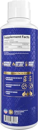 Alpha Supps L Carnitine Liquid 3000 | Stimulant-Free L-Carnitine Supplement for Men & Women | Pre-Workout Energy Boost & Muscle Recovery | Zero Sugar, Fat, & Calories | 31 Servings (Watermelon Candy)