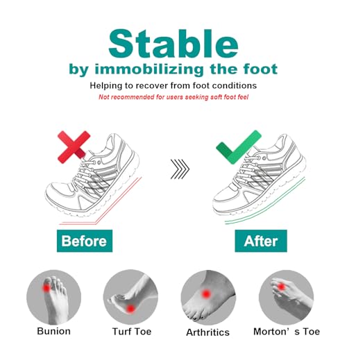 Freeior Carbon Fiber Insole for Pain Relief of Turf Toe, Hallux Rigidus and Limitus, Foot Fractures Recovery, Rigid Thin Foot Plate Carbon Fiber Shoe Inserts for Men Women 1 Pair 10.63"- 270mm