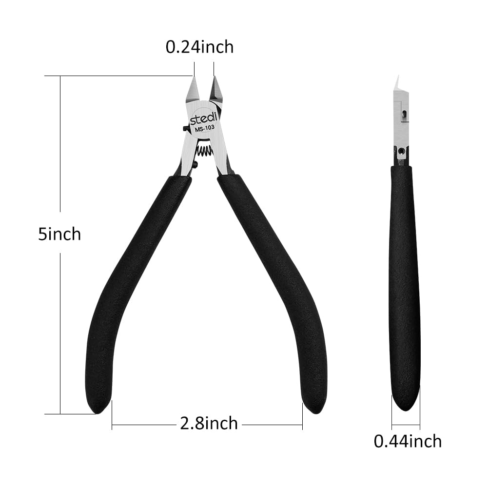 stedi 5-inch Model Nippers, with Ultra-thin Single-edge and Blade Case Plastic Model Tools for Gundam Repairing Plastic Model and Fixing, Black