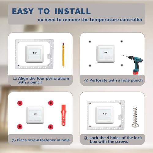 3 PCS Large Thermostat Lock Box Cover with Key, Clear Thermostat Cover with Lock Compatible With Honeywell Thermostat On Wall, AC Lock Box Cover with Key Fits Thermostats 5"H x 6" W or Smaller