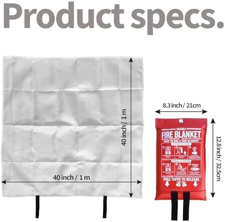 Fire Blanket for Home and Kitchen,40" x 40",4 Pack,Emergency Fire Blanket