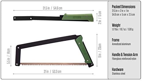 AGAWA - BOREAL21 TRIPPER KIT - 21 inch folding bow saw, rugged cordura sheath, additional aggressive blade (Black Frame - Green Handle)