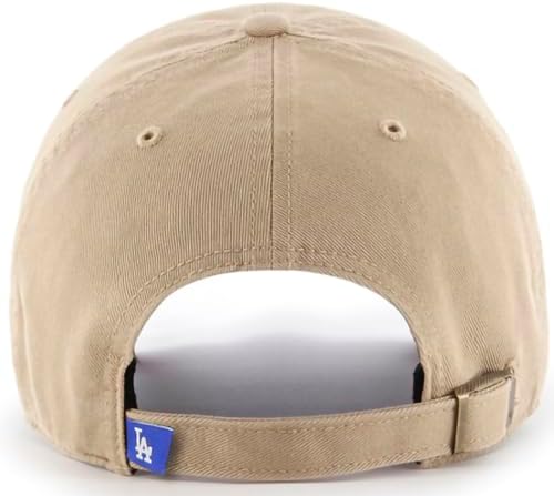 47 Brand MLB Khaki White Primary Logo Clean Up Adjustable Strap Baseball Dad Hat Cap, Adult One Size Fits All