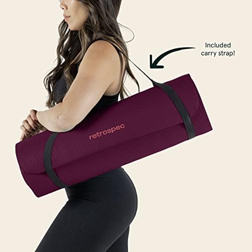 Retrospec Solana Yoga Mat 1/2" Thick w/Nylon Strap for Men & Women - Non Slip Exercise Mat for Yoga, Pilates, Stretching, Floor & Fitness Workouts
