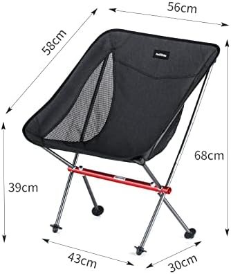 Naturehike Camping Chair, Foldable Chair with Storage Bag, Outdoor Portable Chair for Adults, Lightweight, Supports 330lbs, Backpacking Chair for Fishing, Hiking, Beach, Lawn