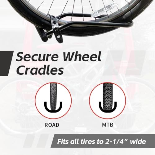 MaxxHaul 50027 Hitch Mount Bike Rack Platform - Style 2-Bike Rack for Cars Trucks SUVs Minivans with Hitch Tightener, Great For E-bikes With Standard Width Tires