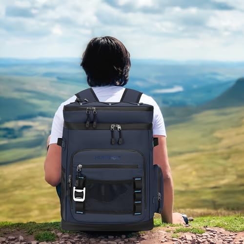 48Cans Large Cooler Backpack, Leakproof Insulated Backpack Cooler for Men & Women, Waterproof, 30L, Dark Blue