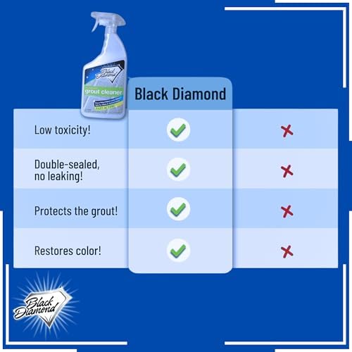 Black Diamond Ultimate Grout Cleaner: Best Cleaner for Tile,Ceramic,Porcelain, Marble Acid-Free Safe Deep Cleaner & Stain Remover for Even The Dirtiest Grout (1-Quart)