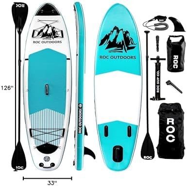 Roc Inflatable Stand Up Paddle Boards 10 ft 6 in with Premium SUP Paddle Board Accessories, Wide Stable Design, Non-Slip Comfort Deck for Youth & Adults