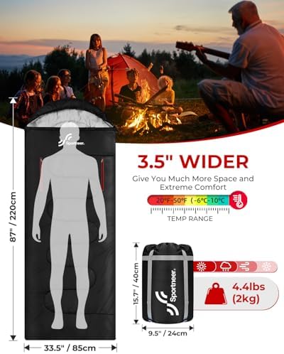 Sportneer Sleeping Bag - Wearable for Adults & Kids with Arm Zipper Holes in Cold & Warm Weather, Waterproof Portable Sleeping Bag for Camping, Hiking, Backpacking, Outdoor Travel