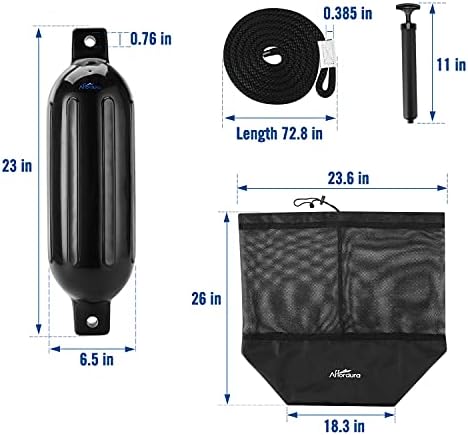 Affordura Boat Fender 4 Pack Boat Bumpers Fenders with 4 Ropes, Boat Bumpers for Pontoon Boat Fenders Inflatable