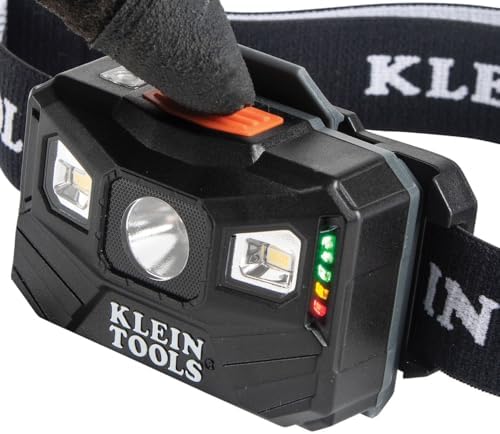 Klein Tools 56048 Rechargeable LED Headlamp, Adjustable Fabric Strap, 400 lms, All-Day Runtime, for Work, Running, Outdoor Hiking