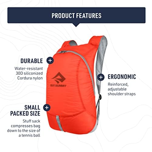 Sea to Summit Ultra-Sil Ultralight Day Pack, 20-Liter, Spicy Orange
