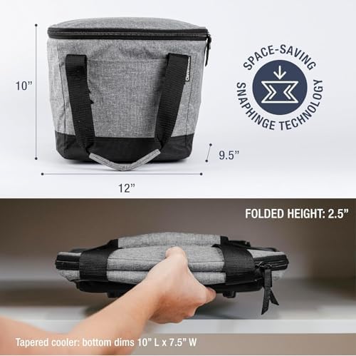 CleverMade Tahoe Collapsible Insulated Cooler Bag – 18 Can Leakproof Soft Cooler for Beach, Travel, Car – Bottle Opener – Cool Gray/Midnight