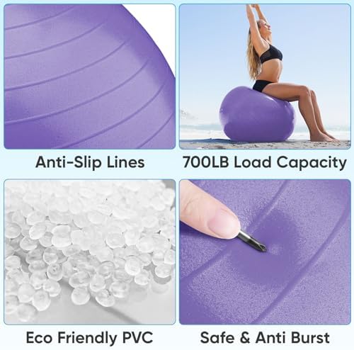 APEXUP Yoga & Pilates Ball - Anti Slip Heavy Duty Gym Ball for Fitness, Balance & Core Workout