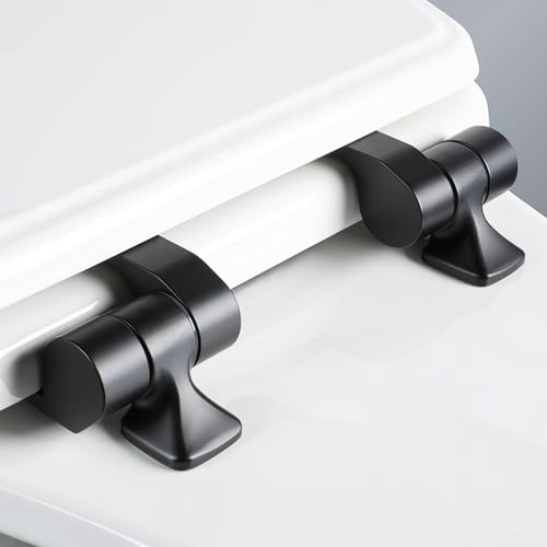 Mayfair Bennett Toilet Seat with Matte Black Hinges, Slow Close Wood Seat, Secure Metal Hinges, Easy Install, Made in USA, Elongated, White