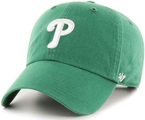 '47 MLB Kelly Green Primary Logo Clean Up Adjustable Strap Hat Cap, Adult One Size Fits All