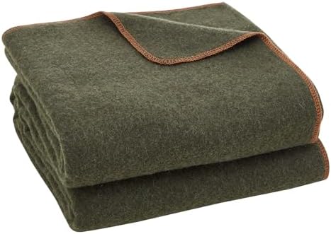 VEVOR Wool Camping Blanket, Large Warm Stadium Blanket, Flame Retardant, Great for Outdoors, Picnics, Hiking, Sports Events, Travel, Car & Bushcraft Survival Kits, 64" x 88", Army Green Wool Blankets