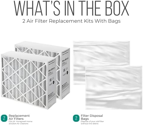 20x25x4 Furnace Filters, FC100A1037 Filter Replacement, Merv 11 Filter Media with Homequip Disposal Bag (2 Pack)