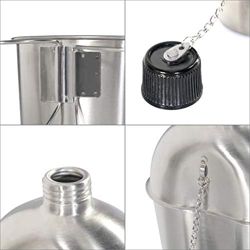 DARTMOOR G.I. Army Stainless Steel Canteen Military with Cup and Green Nylon Cover Waist Belt for Camping Hiking