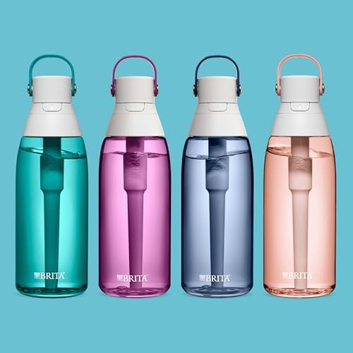 Brita Hard-Sided Plastic Premium Filtering Water Bottle, BPA-Free, Reusable, Replaces 300 Plastic Water Bottles, Filter Lasts 2 Months or 40 Gallons, Includes 1 Filter, Night Sky - 36 oz.