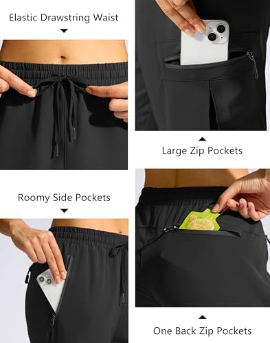 SANTINY Women's 10'' Lightweight Hiking Cargo Shorts with 5 Zipper Pockets Quick Dry Summer Long Travel Golf Shorts for Women
