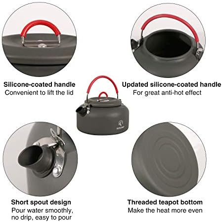 REDCAMP 0.8L Mini Outdoor Camping Kettle, Aluminum Water Pot with Carrying Bag, Compact Lightweight Tea Kettle