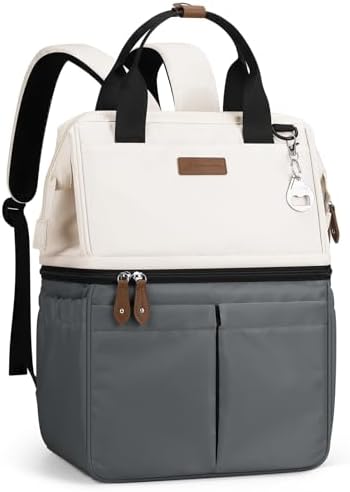 Maelstrom Cooler Backpack, 36 Cans Insulated Backpack Cooler, Soft Leakproof Double Deck Cooler Bag, Lightweight Lunch Backpack for Men & Women,Perfect for Beach Travel, Camping & Work-Beige gray