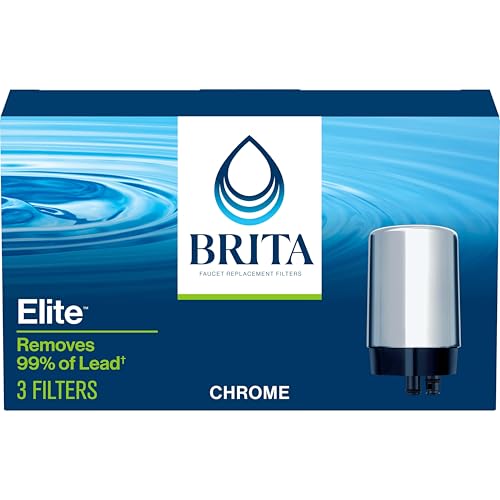 Brita Replacement Water Filter for Faucet Mount, Removes 99% of Lead, Sink Filtration System, Chrome, 3 Count