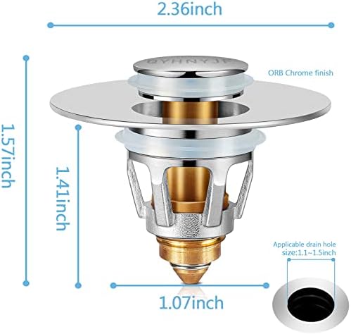 2Pcs Bathroom Sink Stoppers ,Pop Up Drain Stopper for Bathroom Sink,2-in-1 Sink Stopper & Strainer,Universal Wash Basin Sink Stopper,for 1.1"~1.5" Bathroom Sink Drain(Silver)