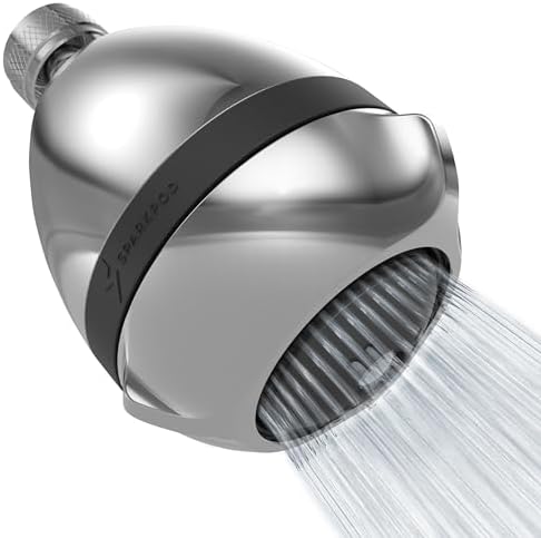 SparkPod 3-Inch Extreme High Pressure Shower Heads - Pressure Boosting with Rain, Massage & Pulsating Mode, Powerful Water-Saving Showerhead - 2.5 GPM Fixed Shower Head (Polished Chrome)