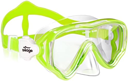 Seago Kids Swim Goggles Snorkel Diving Mask for Youth(5-15), Anti-Fog 180° Clear View