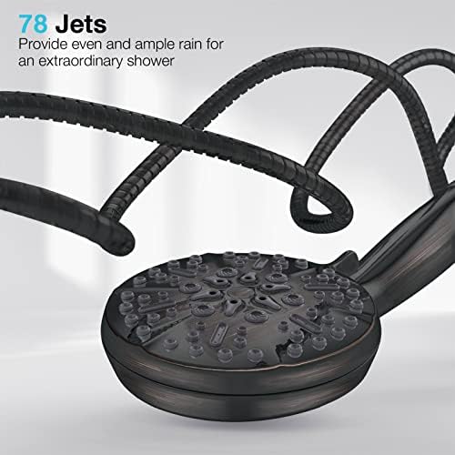 ORB High Pressure Shower Head with Handheld - Multifunctional High Flow Rain Showerhead with Extra 60" Long Hose and Adjustable Overhead Holder - Es la mejor regaderas para ducha (Oil Rubbed Bronze)