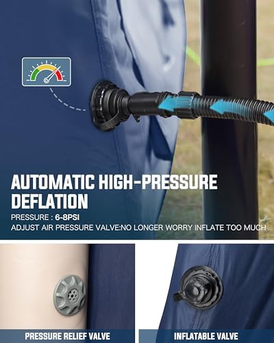 14.1'x6.5'x9' Inflatable Tents for Camping, Portable 6/8/10 Person Blow Up Air Tent, Waterproof Windproof Easy Setup Large Family Tent with 2 Doors, 6 Windows, Mosquito Screen